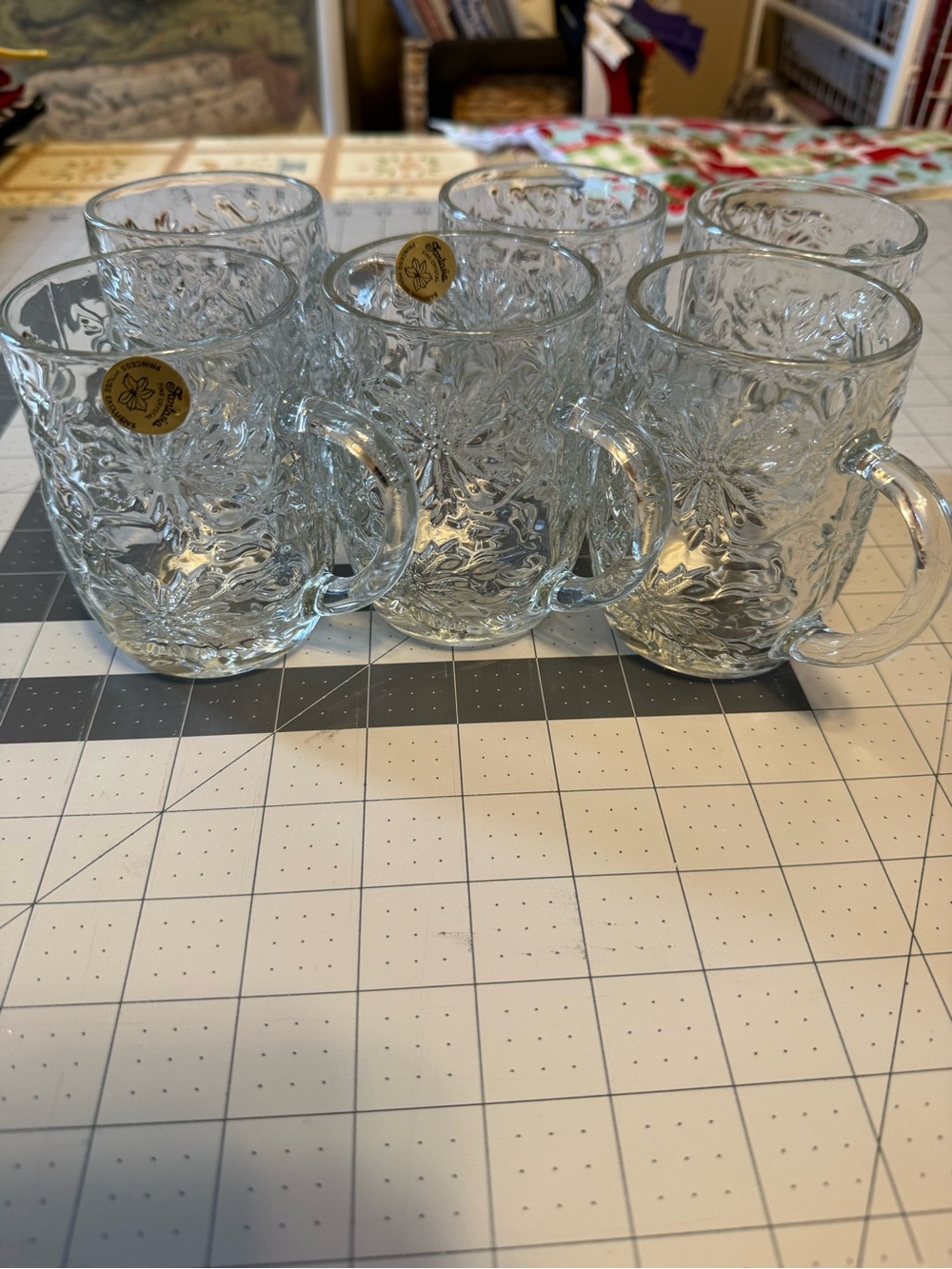 Set of 6 Princess House Fantasia Mugs.